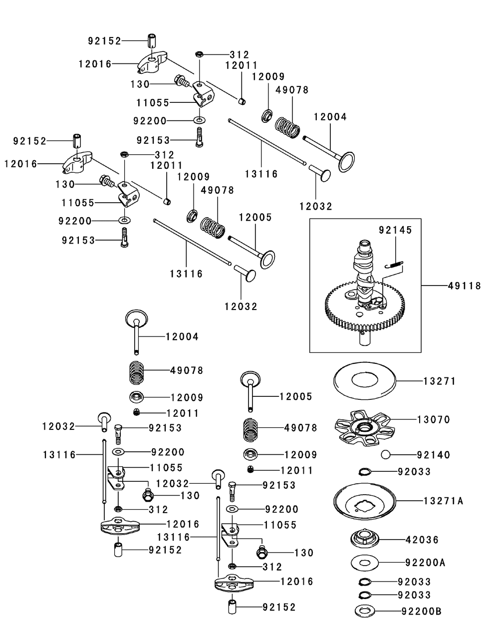Kawasaki Fr651v-As05 Valve And Camshaft Diagram and Parts List for Z-FORCES48 (17AI5BHB-17AI5BHB009-17AI5BHB010-17AI5BHB056)(2010) Cub Cadet Lawn Tractor